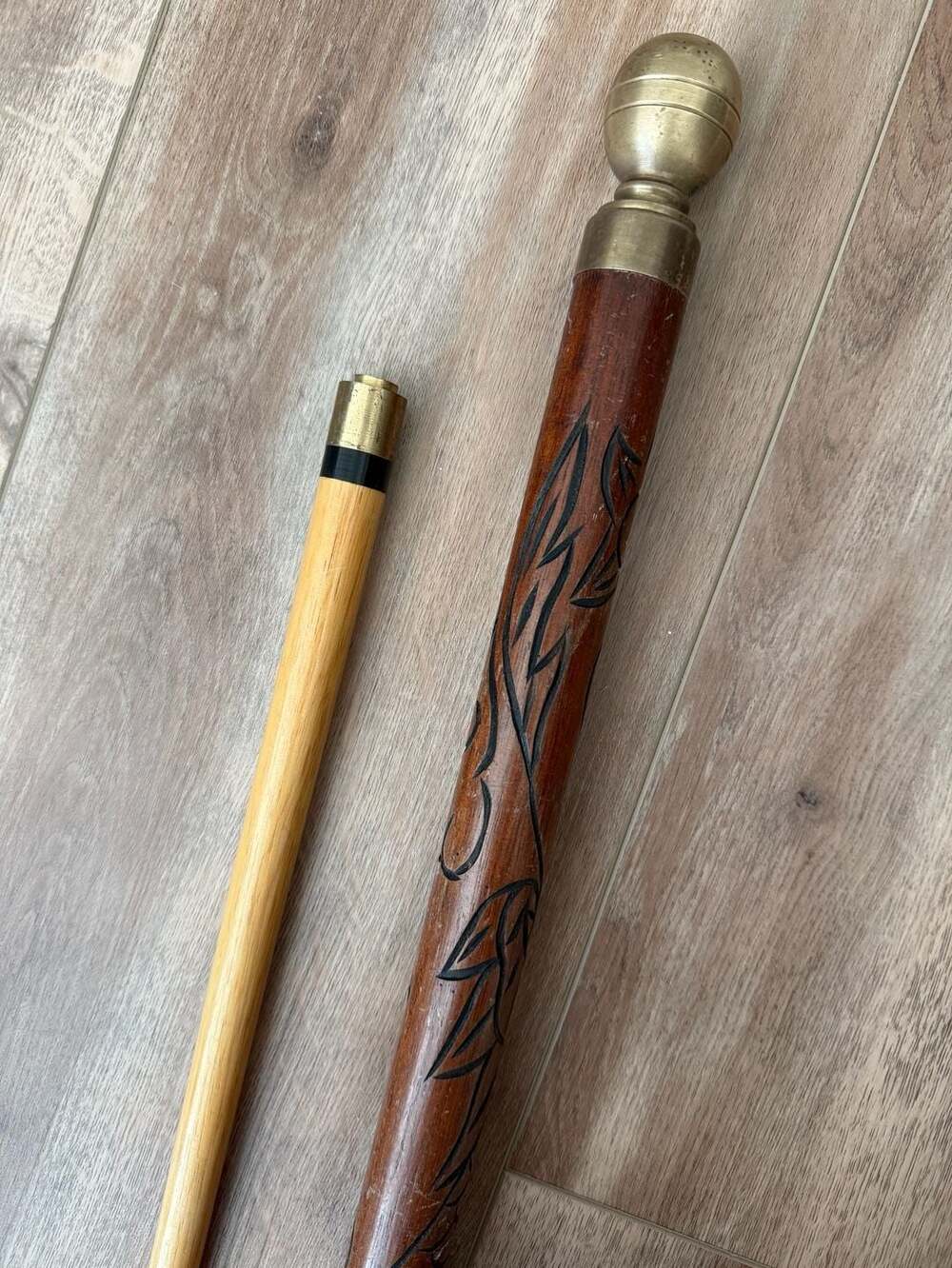 Vintage Hand Carved Dragon Gadget Cane Pool Cue